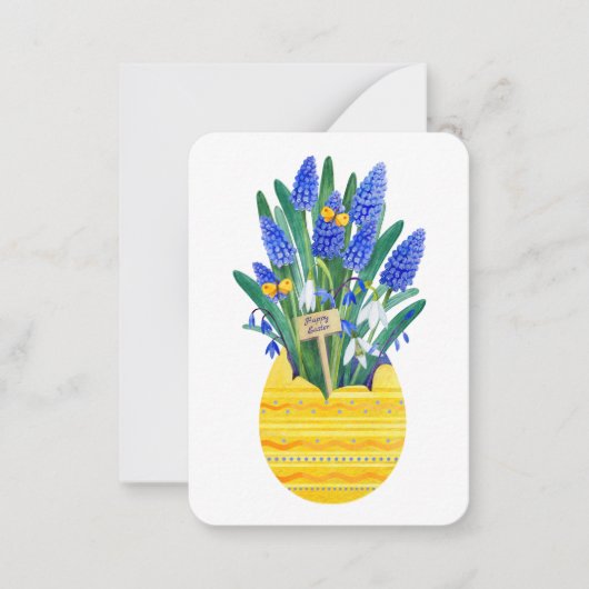 イースターの飾りとブドウの花の水彩画カード ノートカード (正面)