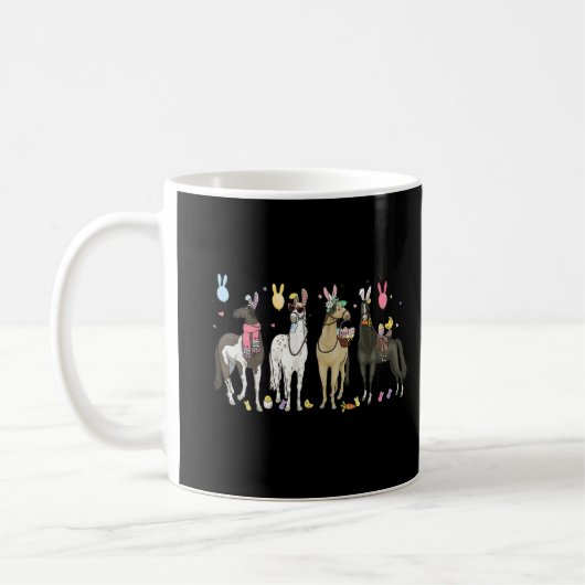 イースターの馬の面白い農場の動物のかわいいウサギの馬 コーヒーマグカップ (左)