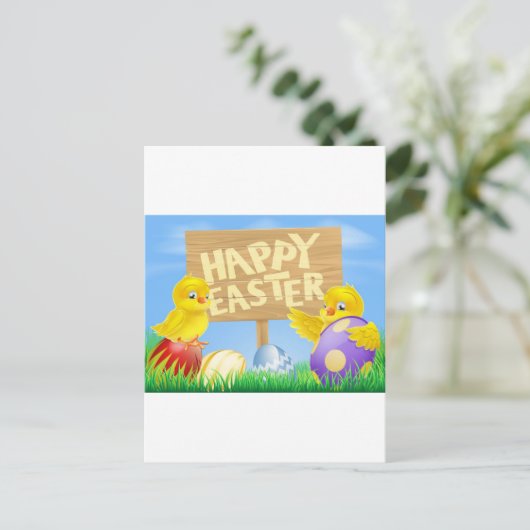 イースターの鳥と卵のサイン シーズンポストカード (スタンド正面)