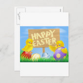 イースターの鳥と卵のサイン シーズンポストカード (正面/裏面)