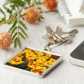 イースターの黄色いチューリップの花のキーチェーン キーホルダー (側面)