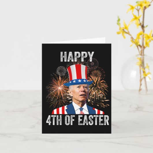 イースターの4番目おもしろいの幸せ7月の4番目のアンチジョー入札 カード (黄色い花)