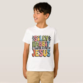 イースターはイエスの日 キリスト教イースター お馬鹿なウサギ Tシャツ (正面フル)