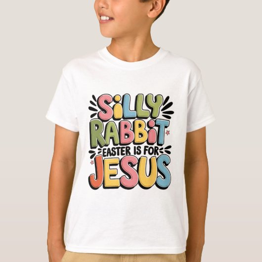 イースターはイエスの日 キリスト教イースター お馬鹿なウサギ Tシャツ (正面)