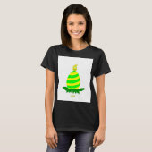 イースターは女性の黒の基本Tシャツを願う Tシャツ (正面フル)