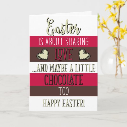 イースターは愛とチョコレートを分かち合うことだ。 カード (黄色い花)