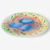 イースターは水の色ブルースエッグを切る ペーパープレート (アングル)