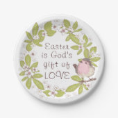 イースターは神の愛の贈り物フローラリース ペーパープレート (正面)