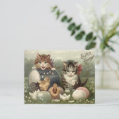 イースターひよこによって着色される卵の子ネコ猫 シーズンポストカード (スタンド正面)