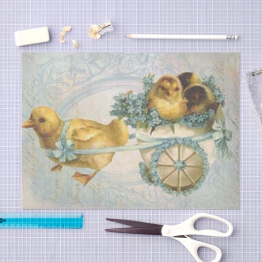 イースターひよこの十分のヴィンテージのカート 薄葉紙 (クラフト)