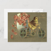 イースターひよこの卵の菊のバイクのラブレター シーズンポストカード (正面/裏面)