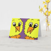 イースターひよこの漫画 カード (黄色い花)