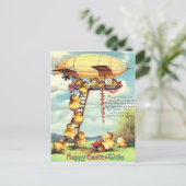 イースターひよこの軟式小型飛行船のツェッペリン型飛行船の花 シーズンポストカード (スタンド正面)