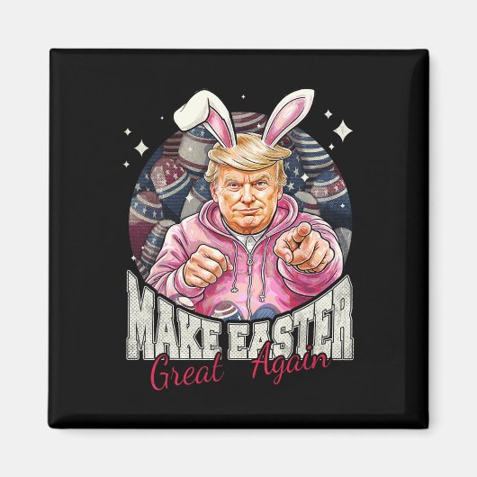 イースターをもう一度偉大に おかしい トランプ うさぎ 春 H マグネット (正面)