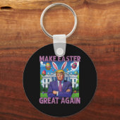 イースターをもう一度偉大に おかしなトランプウサギ 春 キーホルダー (正面)