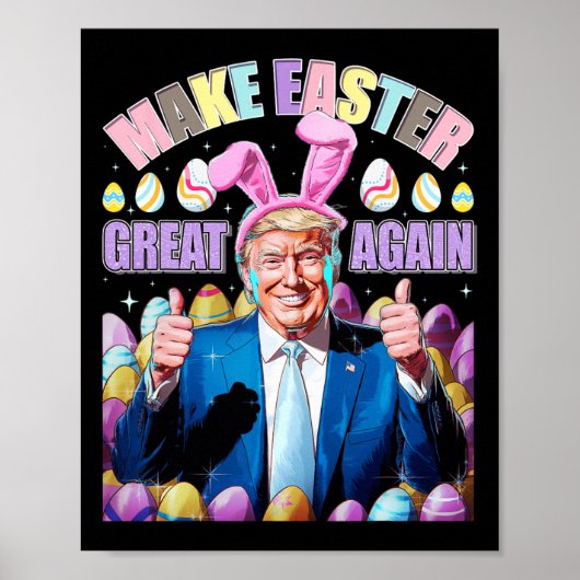 イースターをもう一度偉大に おかしなトランプウサギ 春 ポスター (正面)