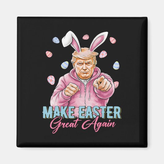 イースターをもう一度偉大に おかしなトランプウサギ 春 マグネット (正面)