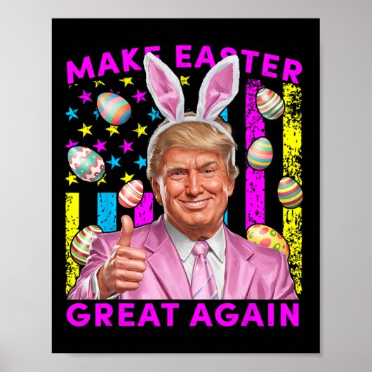 イースターをもう一度偉大に おかしなトランプ ウサギ 春 ポスター (正面)