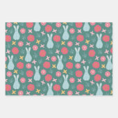 イースターをテーマにしたパターンの卵とニワトリ ラッピングペーパーシート (正面2)