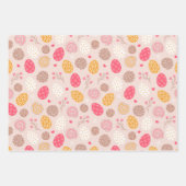 イースターをテーマにした模様の羊の卵と花 ラッピングペーパーシート (正面3)