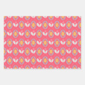 イースターをテーマにした模様の羊の卵と花 ラッピングペーパーシート (正面)