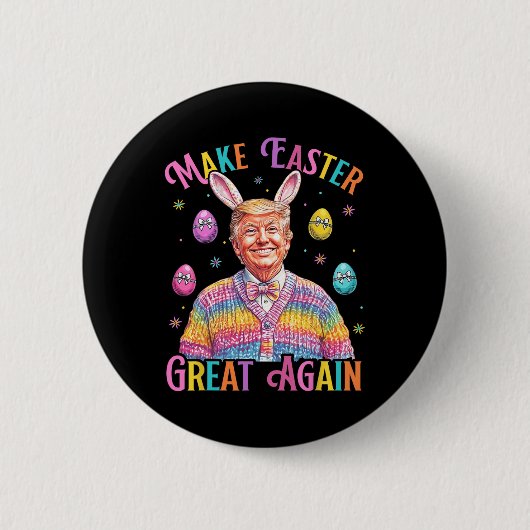 イースターを再び偉大に おかしい トランプ ウサギ 春 ハ 缶バッジ (正面)