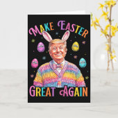イースターを再び偉大に トランプ ウサギ 復活祭 幽默 カード (黄色い花)