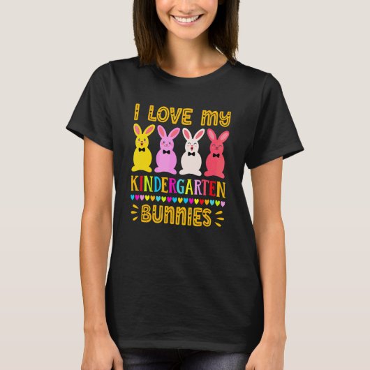 イースターを楽しむ先生Tシャツ 私は幼稚園が大好き Tシャツ (正面)