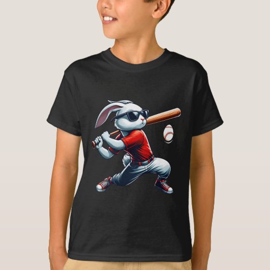 イースターを楽しむ少年の野球 Tシャツ (正面)