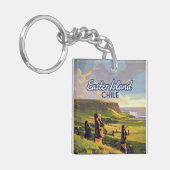 イースターアイランドチリモアイラパヌイポリネシアレトロ キーホルダー (正面左)