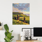 イースターアイランドチリモアイラパヌイポリネシアレトロ ポスター (ホームオフィス)