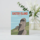 イースターアイランドチリレトロトラベルアートヴィンテージ ポストカード (スタンド正面)