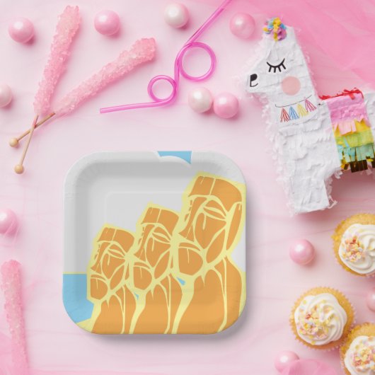 イースターアイランドモアイヘッズヒストリカル紙プレート ペーパープレート (パーティー)