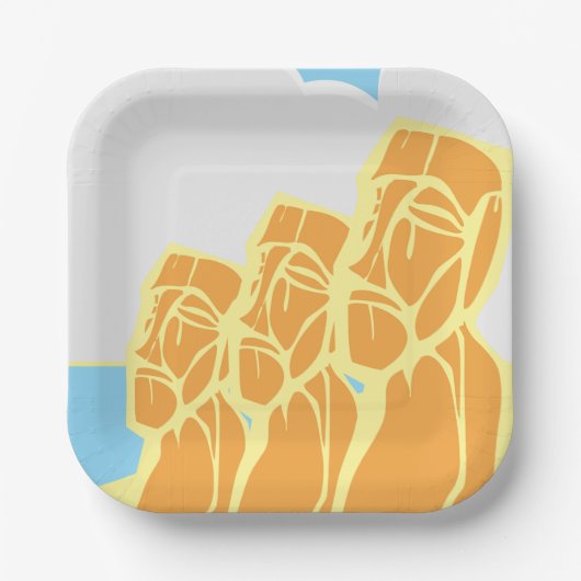 イースターアイランドモアイヘッズヒストリカル紙プレート ペーパープレート (正面)