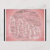 イースターアイランドモアイ像ピンク旅行 ポストカード (正面)