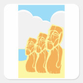 イースターアイランドモアヘッド歴史広場ステッカー スクエアシール (正面)