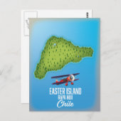 イースターアイランドラパヌイの地図 ポストカード (正面/裏面)