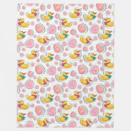 イースターアヒルと卵のパターン フリースブランケット