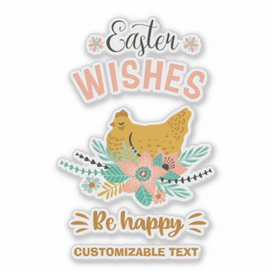 イースターアレンジメントの花とイースターチキン シール (正面)