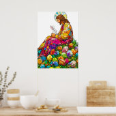 イースターイエズラビットエッグ狩り 鮮やか ポスター (キッチン)