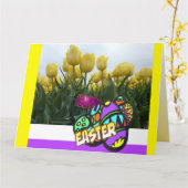 イースターイエローチューリップデザイン折り畳みグリーティングカード カード (黄色い花)