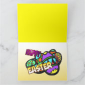 イースターイエローチューリップデザイン折り畳みグリーティングカード カード (内部)