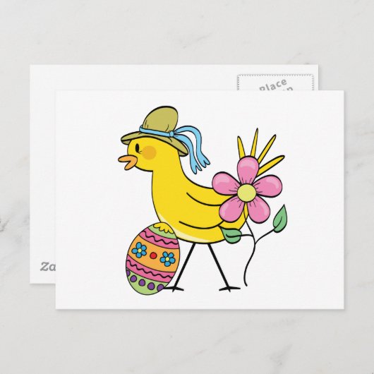 イースターイエローバードTシャツとギフト シーズンポストカード (正面/裏面)