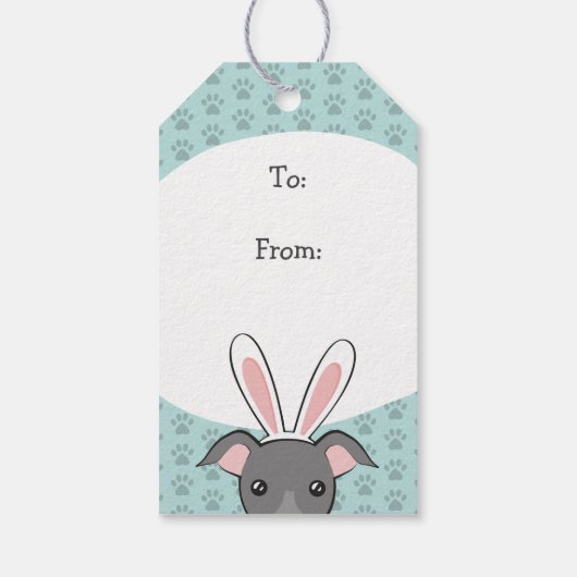 イースターイタリアングレイハウンドグレードッグかわいいバニーの耳 ギフトタグ (裏面)