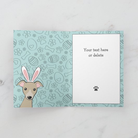イースターイタリアングレイハウンド子犬かわいいバニーの耳 シーズンカード (内部)