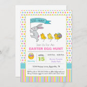 イースターイースターエッグ狩り招待状バニーパレード 招待状 (正面/裏面)