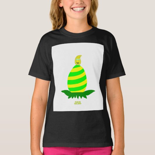 イースターウィッシュガールズブラックベーシックTシャツ Tシャツ (正面)