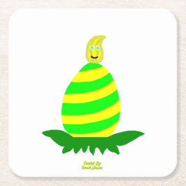 イースターウィッシュズスクエア紙コースター スクエアペーパーコースター