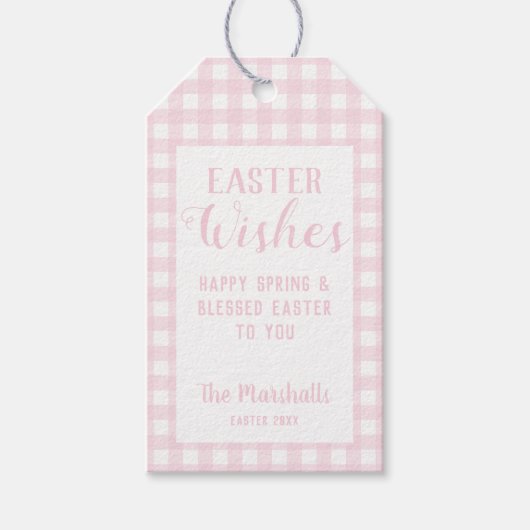イースターウィッシュベビーピンクジンガムパーソナライズされた ギフトタグ (正面)