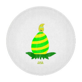 イースターウィッシュ円形ガラスのカッティングボード カッティングボード